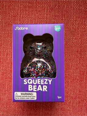 New J'adore Squeezy Bear Squishy Glitter Sensory Squeeze Squish Toy Purple 3+